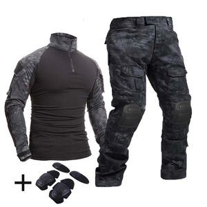 Conjuntos de caça terno tático uniforme militar ternos camuflagem camisas calças airsoft paintball roupas com 4 almofadas mais 8xl 221116