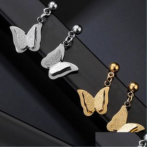 Charm Butterfly ￶rh￤ngen allergi rostfritt st￥l charm stud￶rring f￶r kvinnor mode smycken droppleverans dhfla