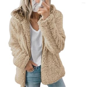 Pelliccia da donna Giacca autunno inverno da donna Cappotto femminile Causale Morbido pile con cappuccio Peluche Caldo Plus Size Top con cerniera lanuginoso finto