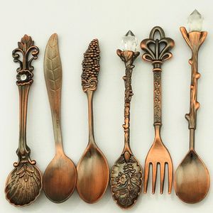 Lüks retro kahve kepçeleri Set Royal Tatlı Kahve Atıştırmalıkları Meyve Kaşıkları Froks Vintage Silverware Mutfak Bar Cafe Tedarik