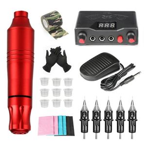 Tattoo Guns Kits Machine Kit Complete LCD Power Supply Double Mode Line And Shading With 5pcs Cartridges Needles Supplies Set2137
