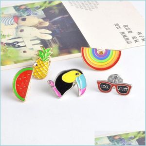 Pins Brooches Enamel Rainbow Glass Watermelon Brooch Pins Cartoon Lapel Pin For Women Men Top Dress Co Fashion Jewelry Drop Delivery Dh2Vt