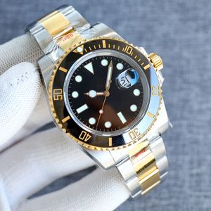 Luxury Mens Watch Gold Black Ceramic 40mm Dial 2813 Movement Automatic Machine 904L Rostfritt st￥l Auto Datum Kalender Sapphire Mirror Classic Luminous Waterproof