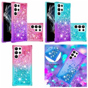 Luxury Quicksand Soft TPU Shockproof Cases For Samsung S23 Ultra Plus A24 A04E A34 A54 A14 5G Dual Color Heart Gradient Bling Glitter Liquid Anti Shock Clear Cover