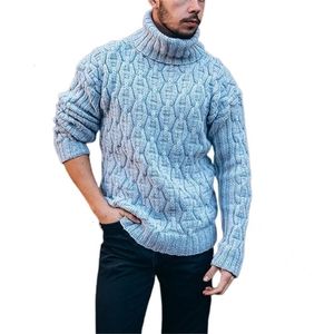 Мужские свитера, мужская водолазка, однотонный вязаный свитер с длинным рукавом в рубчик, термомягкий пуловер на зиму 221115