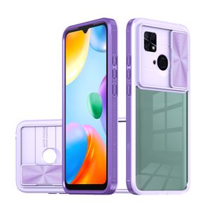 Transparent Cases Slide Camera Protection Clear Acrylic Back Cover Soft TPU Bumper For RedMi 9A 9C 10C Note 9 10 11 Pro 11S POCO X3 M3 C40
