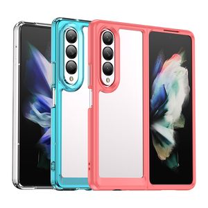 Phone Cases For Samsung Z Fold 6 5 4 3 5G Colorfull Acrylic Transparent Kickstand Shockproof Rugged Shield Phone Cover Case Funda