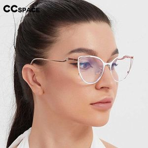 Солнцезащитные очки рамы 53150 Cat Eye Antible-Slue Slue Metal Glasses рамки Ladies Brand Designer Double Frame Repressing Mirror T2201114