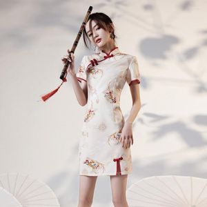 Abbigliamento etnico Donna Estate Stile giovane Quotidiano Retro Qipao Abito elegante cinese Cheongsam sottile per le donne