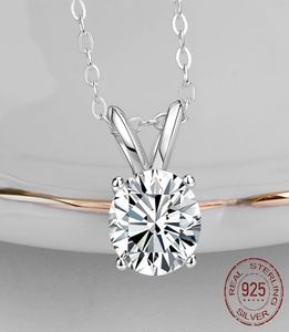 White 6mm8mm Lab Diamond Solitaire Pendants Necklace 925 Sterling Silver Direction Collane Women Fashion Jewelry XN1172075681