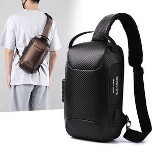 HBP HBPTrendy funktionell sport ny lok bröstväska herr vattentäta axelväskor business messenger bag usb stöldskydd