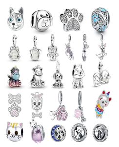 New 925 sterling silver Chihuahua Dangle charm pendant Pet cat unicorn bead Fit Original Pandora Necklace for women jewelry gift9394779