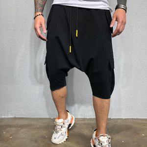 Pontas de corrida Novo tendência de hip hop masculina de coloração sólida esportes casuais harlan capri calças
