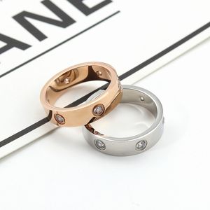 Titanio Steel Golden and Silver Love Ring Men and Women Gioville in oro rosa per amanti Coppia Rings Dimentico 5-11 Larghezza 4-6 mm