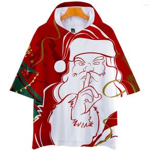 Magliette da uomo Buon Natale Camicia con cappuccio Uomo / donna 2022 Moda estiva Maglietta a maniche corte di alta qualità Felpa con cappuccio Casual Top