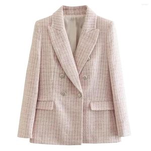 Женские костюмы Elmsk 2022 Winter England Style Casual Blazers Женская мода шерстяная текстура