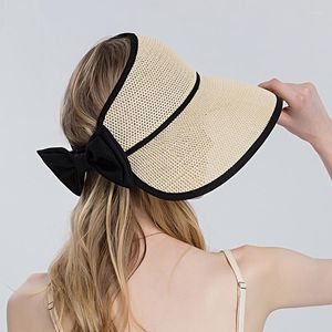 Chapéus largos de aba goplus chapéu feminino verão One peça viseira de sol dobrável menina sombreros de mujer playa chapau femme ete