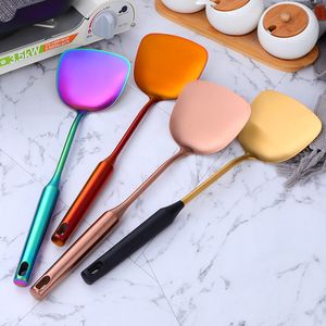 Cookware Parts 1 2PC Kitchenware Stainless Steel Spatula Ladle Spoon Set Gold Cooking Tool Resuable Kitchen Turner Utensils 221114