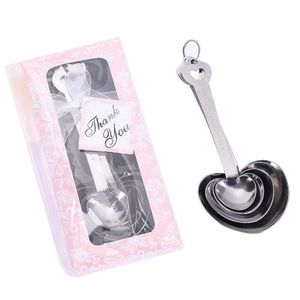 Love Wedding favors of Simply Elegant Heart Shaped Stainless Steel measuring spoon 4pcs/set gift box RRA598