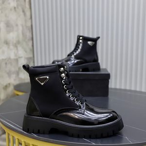 Vinterm￤rke M￤ns borstade l￤derkampst￶vlar Regenererade nylonemalj Metalltriangel Ankle Boots Bekv￤m att g￥ EU38-45