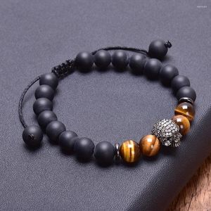 Bracelets de charme preto de onyx tigre fosco de olho de pedra de pedra de fisos de pulveira de bracelete masculino Presente ajustável para ele jóias naturais