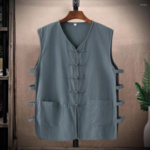 Herren-Westen, Herren-Hemd, Retro-Stil, ärmellos, waschbar, verschleißfest, Tank-Top aus Baumwollmischung, traditionelle chinesische Kleidung zum Wandern