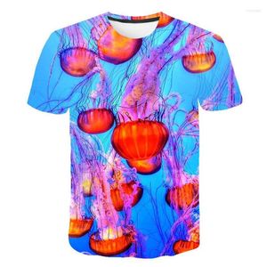 Herren T Shirts 2022 T-Shirt Mode Oansatz Quallen Druck Kurzarm Neuheit Sommer Casual Top Cool