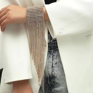 Bağlantı Bilezikler Moda Trendi Kadınlar Uzun Akış Süet Rhinestone Bilezik El Yapımı Takı Gelin Kristal Hediye Toptan