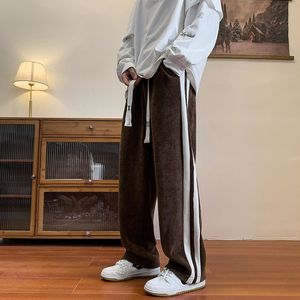 Calça masculina calça de moletom marrom homens casuais veludo safra de primavera coreana de moda baggy calça de tendência vintage streetwear y2k roupas masculinas 221116
