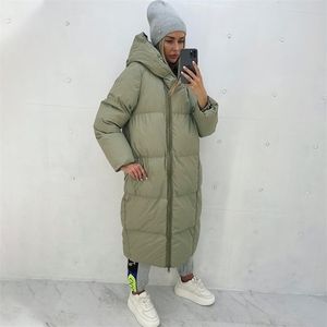 Mulheres para baixo parkas malina inverno solto longo tipo de moda zíper casacos elegantes com capuz algodão acolchoado jaquetas femininas senhoras 221115