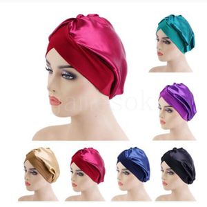 Satin cap hair salon night sleep cap chemotherapy cap women's elastic cross knot headband DE931