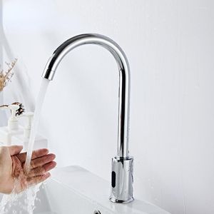 Küchenarmaturen Zinklegierung Automatischer Infrarotsensor Becken Waschbecken Wasserhahn Smart Touchless Single Cold Tap Griff Deckmontage