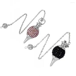 Pendant Necklaces SUNYIK Black Pink Crystal Rhinestone Ball Cone Healing Chakra Divination Reiki Dowsing Metaphysics 18KGP Pendulum