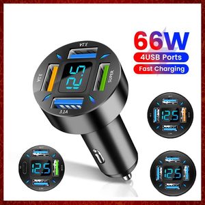 66W Car Charger Digital Phone Зарядка для iPhone 12 13 Pro Max Xiaomi Huawei быстрого заряда тип C