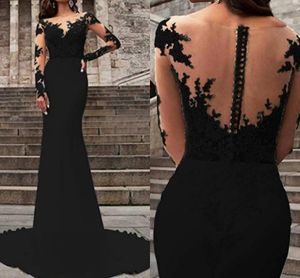 Mermaid Women Wedding Dress Jewel Neck Illusion Sleeves Lace Tulle Bridal Party Gowns Custom Made Black Vestidos de Novia 2023