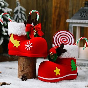 Christmas Decorations 2023 Antler Bells Planted Velvet Boots Red Cola Candy Small Shoes Hanging Gift Home Decore