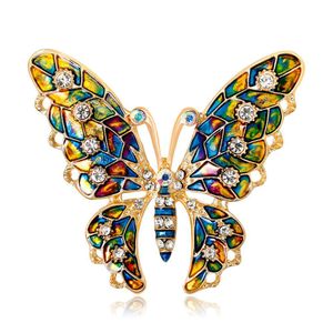 Pins Broschen Farbe Colorf Emaille Schmetterling Brosche Goldkristall Strassbroschen Stifte für Frauen Herren Hochzeitsstrauß Mode Schmuck Dhqjs