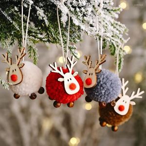 Decorações de Natal 4pcs/Lot Tree Ornaments Multi Color Deer Pingente para 2022 Noel Xmas Crianças Artesanato Fuplo de festa