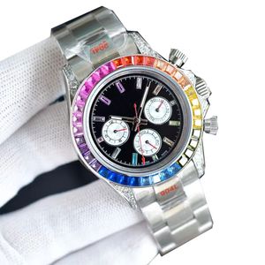 다이아몬드 시계 레인보우 다이얼 시계 남성 디자이너 시계 40mm 기계식 자동 손목 시계 904L 스테인리스 스틸 손목 시계 방수 오리 로그 디 루소
