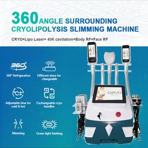 360 Coole Schlankheits-Sculpt-Maschine Kryotherapie Cellulite-Reduktion Fettgefriergerät 7-in-1 6-poliges HF-Ultraschallkavitation 40K-Radiofrequenzgerät Lipolaser
