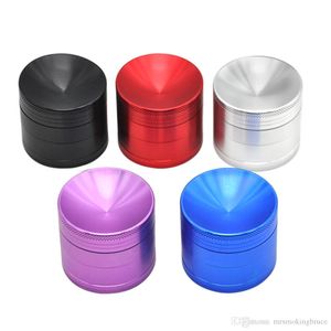 Chromium crusher herb grinders smoke kit 4Parts 50mm CNC Aluminum Alloy Herb Grinder Concave Top Spice