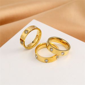 Anello d'amore Anelli di design Anello a fascia Carti 3 diamanti Donna Uomo Gioielli di lusso Acciaio al titanio placcato oro