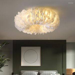 Deckenleuchten, modernes LED-Licht, nordische Feder, Schlafzimmer, Wohnzimmer, Flur, einfache warme, romantische Kinder-Kind-Leuchte, Dekor-Lampe