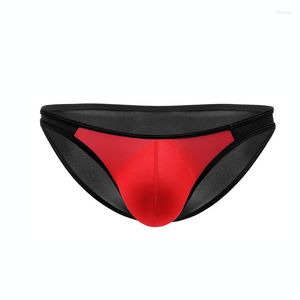 Cuecas cuecas masculinas você convexo fino gelo de seda baixa cintura de biquíni sexy shorts íntimos de roupa íntima calcinha