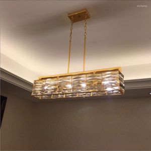 Chandeliers Club Retângulo LED lustre de ouro pingente de cristal penduramento para lâmpada de iluminação de lobby de salão de salão de villa