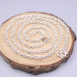Цепочки Реал Серебряный 999 Ожерелье для женского свитера.