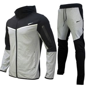 Fato de Treino Masculino Duas Peças Conjuntos Jaquetas Calças com Capuz Com Letras Estilo da Moda Primavera Outono Outwear Fatos de Treino