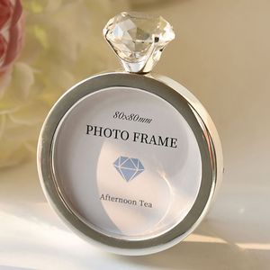 Алмазное обручальное кольцо фоторамка в серебряном сплавном сплавном свадебном душе свадебной душе