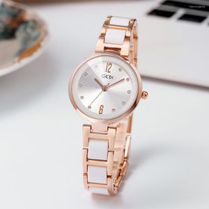 Orologi da polso gedi simpatico orologio in ceramica per donne waterzy lady lady casual donna elegante braccialetto rosa bianco rosa