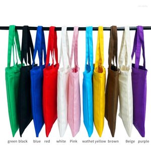 Borse contenitore 50 Pz/lotto 6 Colori 35x40 cm Tela Bianca Shopping Eco Riutilizzabile Borsa A Tracolla Pieghevole Borsa Tote di Cotone